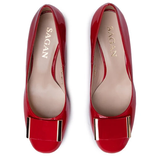 Chaussures Basses Sagan 2256 Czerwony Lakier/Złoty 5 Chaussures Basses Sagan 2256 Czerwony Lakier/Złoty – Image 5