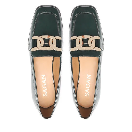 Chaussures Basses Sagan 4855 Zielony Lakier/Złoto 5 Chaussures Basses Sagan 4855 Zielony Lakier/Złoto – Image 5