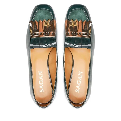 Chaussures Basses Sagan 4862 Zielony Lakier/Złoto 5 Chaussures Basses Sagan 4862 Zielony Lakier/Złoto – Image 5